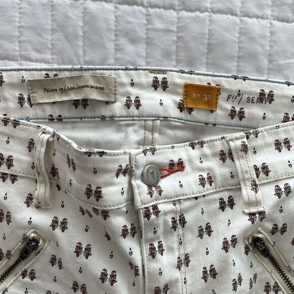 ANTHRO Pilcro Serif Floral Patterned Ankle Zip Skinny Letterpress Jeans Size 12 - Picture 4 of 13